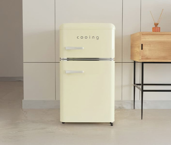 쿠잉 레트로 2도어 미니 소형냉장고 80L